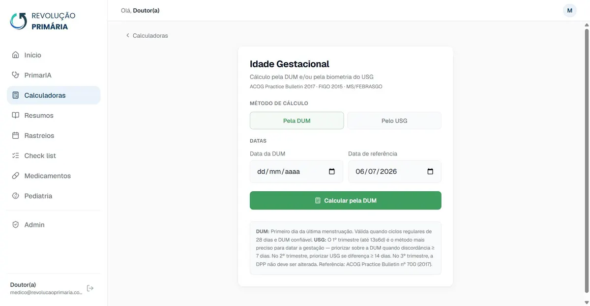 Calculadora de idade gestacional